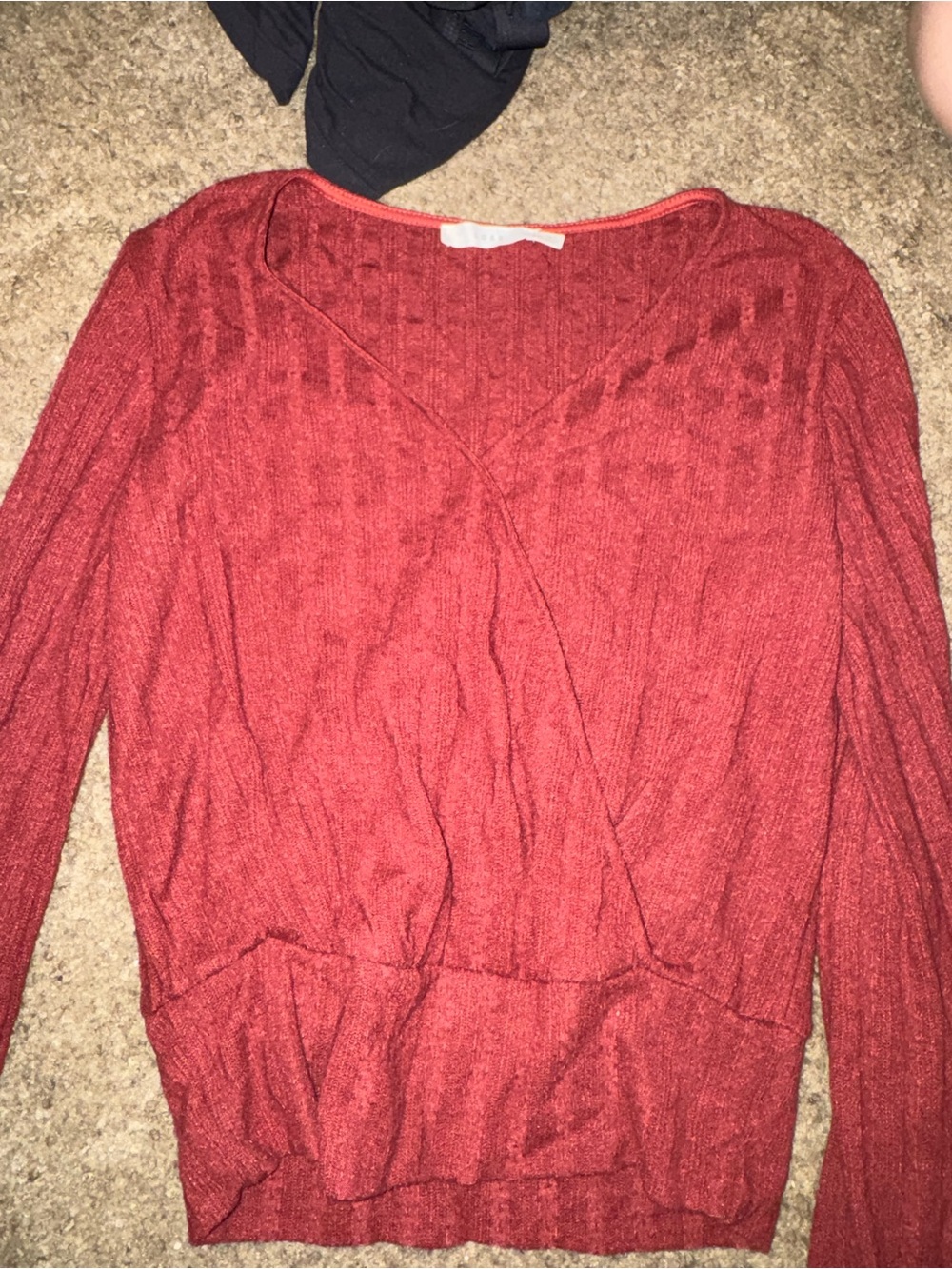 Lush Rust Red Long Sleeve Wrap-Style Top